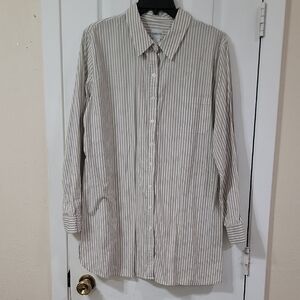 Chico's Brown and White Striped Blouse